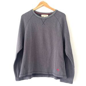 Tommy Bahama Gray Waffle Knit Top XL Cotton Blend Beach Coastal Lounge Comfy